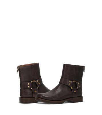 Frye and Co Women CHESNEE SHORT HARNESS DK BROWN/BANDIT