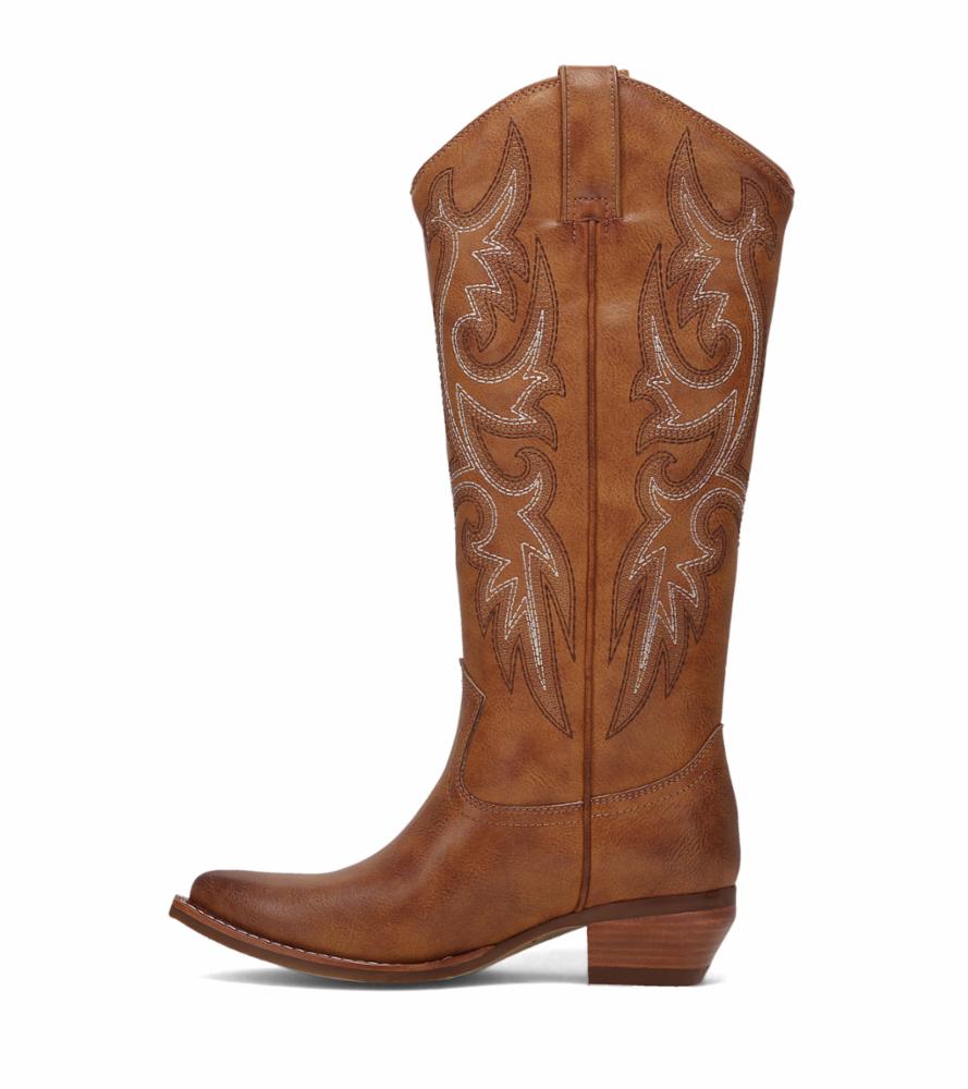 FRYE AND CO WOMEN IRLENE TALL DECO STITCH CARAMEL