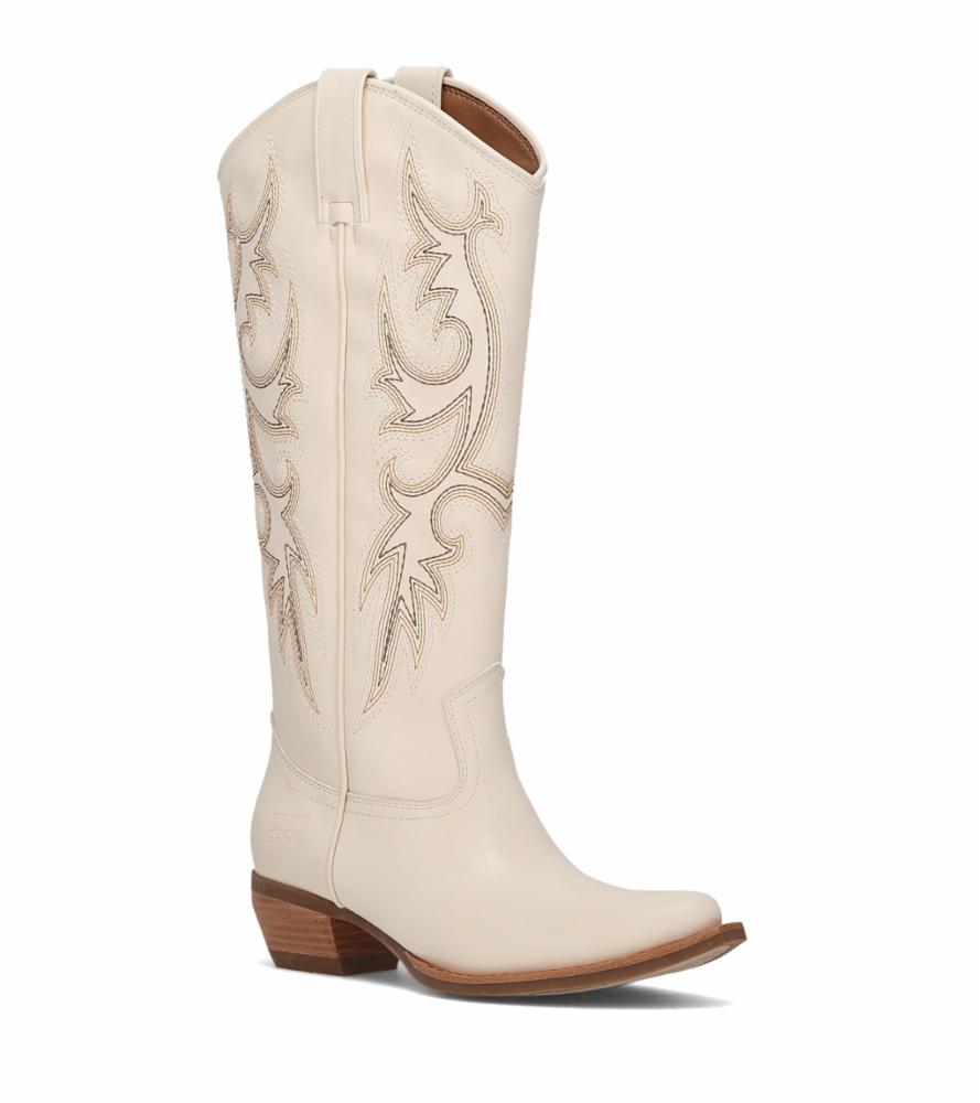 FRYE AND CO WOMEN IRLENE TALL DECO STITCH OFF WHITE